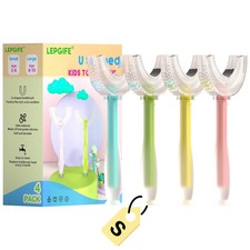 U-Shaped Kids Toothbrush Set - 4 Pack Whole Mouth Clean for Ages 2-6