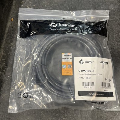 Kramer C-HM/HM-15 Premium High-Speed HDMI Video Cable w/ K-Lock Connectors 15'