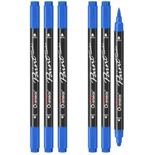 Overseas Blue Acrylic Paint Markers, 6 Pack Dual Tip Paint Pens Acrylic Mark...