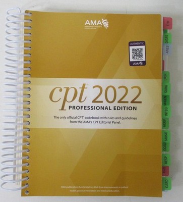CPT 2022 Professional Edition by American Medical Assoc. AMA (2021; Spiral Book)