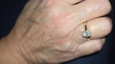 one carat oval lab grown engagement ring, 14K gold band