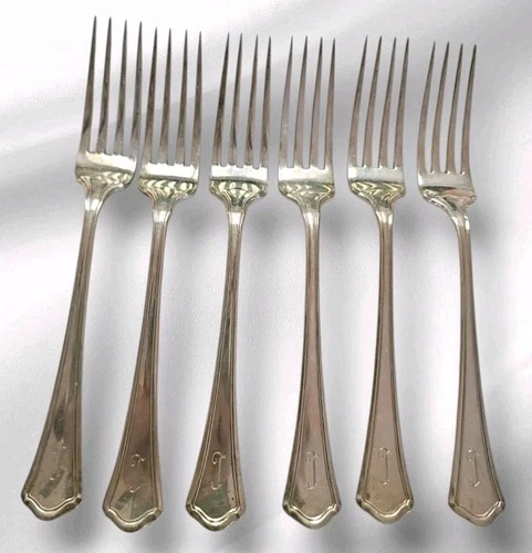 Wallace & Sons Concord Sterling Silver Dinner Forks (6) 349 Grams Monogramed I