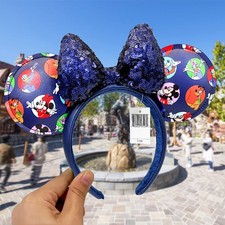 Disney Parks Navy Blue Headband Mickey and Friends Sequined Bow Minnie Ear Gift