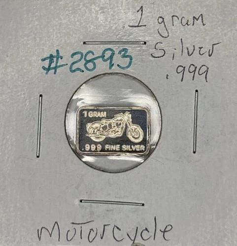 1 Gram .999 Fine Silver Bar - Motorcycle, Item 2893