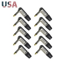 10 Pcs 1/4" Mono Male Right Angle 90 Degree Guitar Audio 6.35mm Connector Plug c