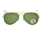 Ray-Ban Sunglasses RB3025 Aviator Classic Gold Frame Polarized Green Lens 58mm