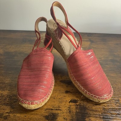Toni Pons Wedge Espadrilles Sandals Womens Sz 9 Dark Pink Sling Back Boho