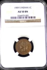 1909-S Indian Head Cent NGC graded AU 50 BN Very Attractive Key Date Indian Cent