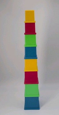 Playskool 8 Stacking Blocks Nesting Alphabet Educational Primary Colors Vintage
