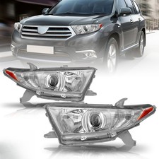 For 2011 2012 2013 Toyota Highlander Projector Chrome Headlights Assembly Lamps