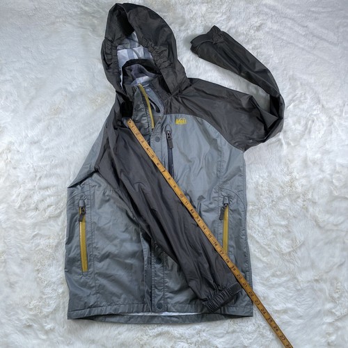 Rei Full Zip Windbreaker Rain Jacket Youth Boys Large (14-16) Grey / Yellow - Picture 8 of 12