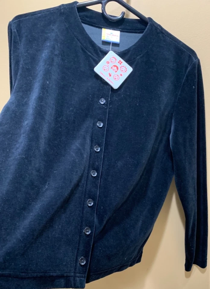 Cárdigan Hanna Andersson Niñas Terciopelo Negro Abotonado S Nuevo Con Etiquetas Foto 3 de 4