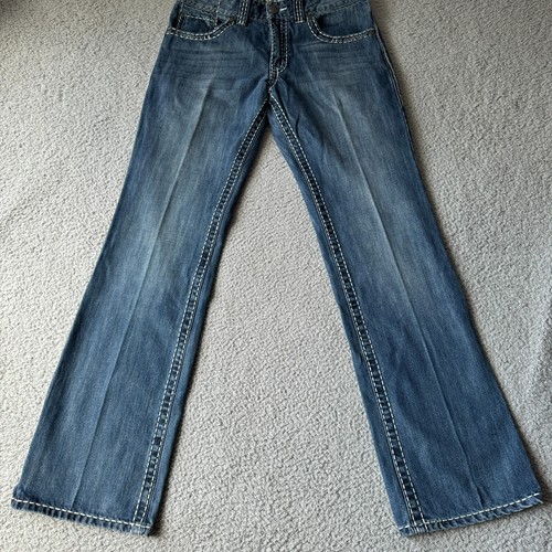 NEW Wrangler Rock 47 Jeans Mens 32x34 Blue Denim Boot Cut Modern Preppy Hippie - Picture 3 of 13