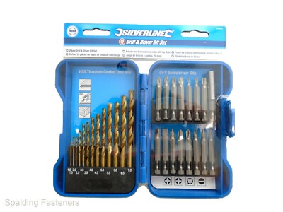 HSS titanbeschichtetes Bohrer- & Schraubendreher-Set - 29-teilig