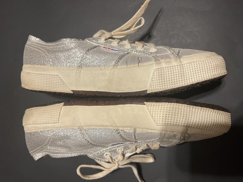 Superga Silver Metallic Fashion Sneakers Athletic Shoes Women's Size 7/8 38 - Picture 5 of 6