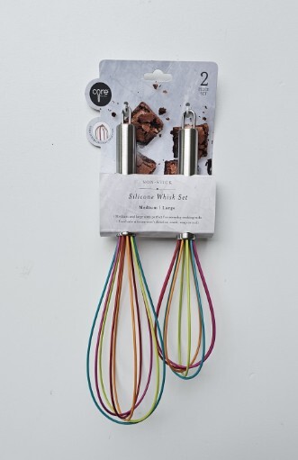 CORE KITCHEN 2 PIECE RAINBOW SILICONE WHISK SET - NEW IN PACKAGE