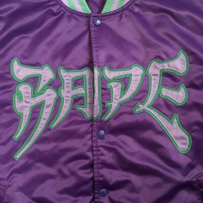 BAPE logo satin jacket Purple A Bathing Ape Size XL | eBay