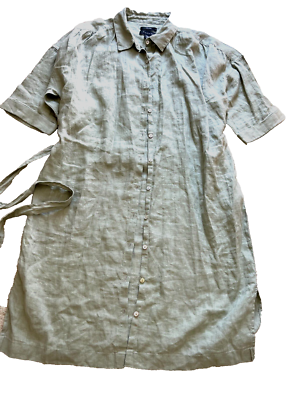 NEW NWT Tahari button front 100% linen dress elbow sleeves XL XLARGE washable | eBay NEW NWT Tahari button front 100% linen dress elbow sleeves XL XLARGE washable | eBay