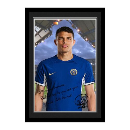 Personalised Thiago Silva Autograph Photo Framed Chelsea Birthday Gift Fan - Picture 1 of 1