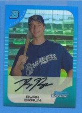 2013 Bowman Rookie Reprint Blue Sapphire Refractor Ryan Braun Brewers