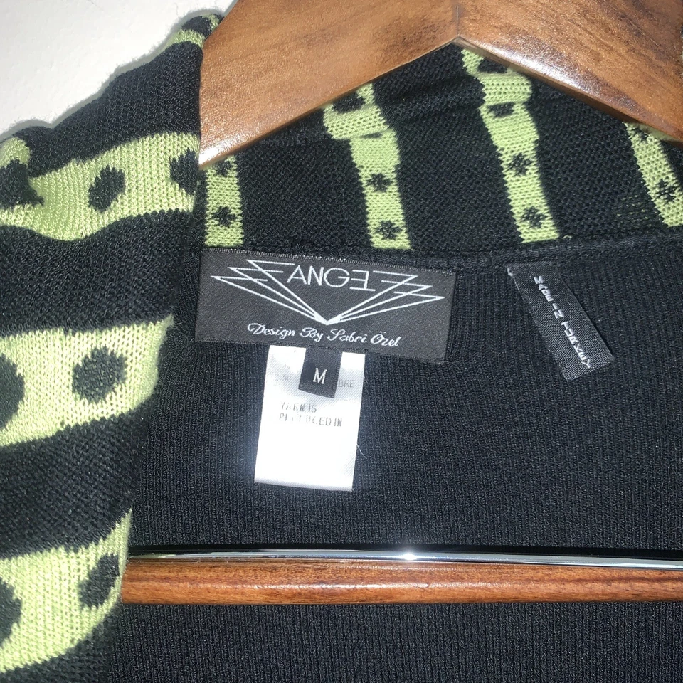 Cárdigan Suéter Angel by Sabri Orel Negro Verde Hilo Italiano Fluido Arte para Usar Foto 2 de 4