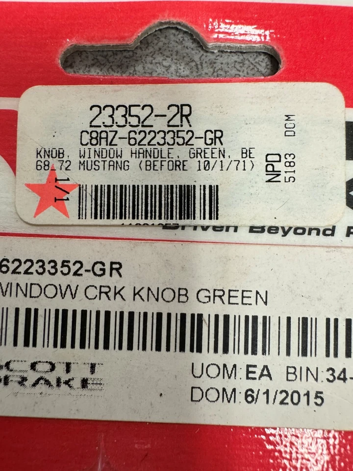 Ford Mustang 1968-1971 reproducción ventana manivela perilla - verde oscuro Foto 2 de 3
