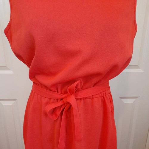 True Vintage 70s Orange Sleeveless Mod Dress Sz16 Belt/elastic Waist festival - Picture 2 of 6
