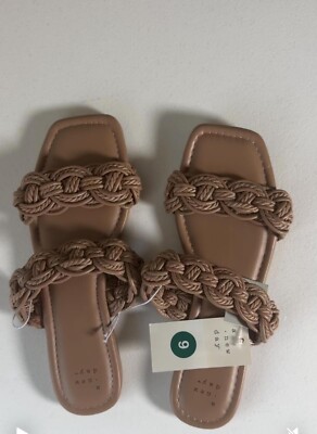 A New Day Women's Braides Slide Sandals - Tan- size 9