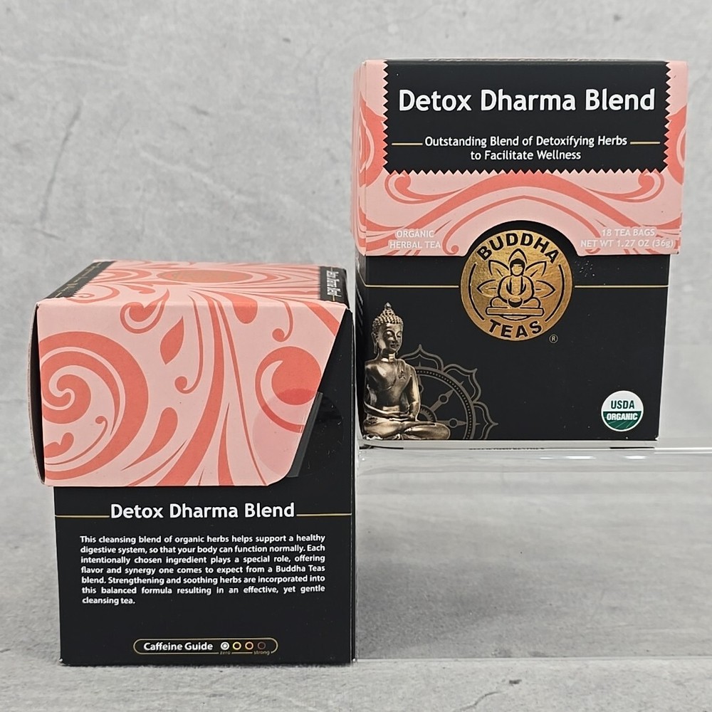 2 Pack Buddha Teas Organic Detox Dharma Blend Herbal Tea 18 Bags Exp 06/25