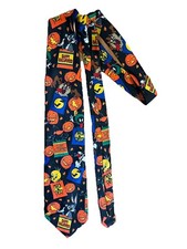 Vintage 1996 Looney Tunes Neck Tie Halloween Bugs Bunny Taz Tweety Bird 53L 3.5L