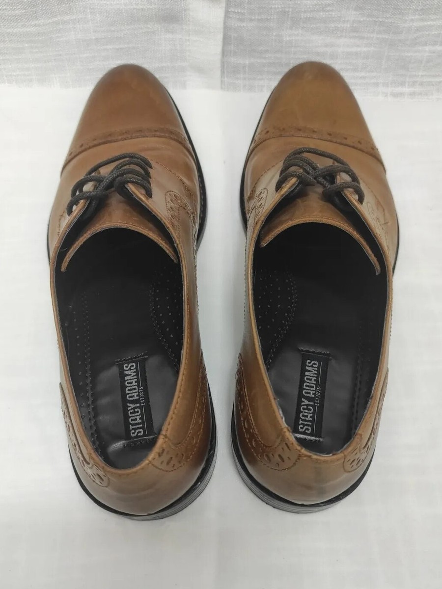 Stacy Adams Prescott Men\'s Brown Leather Shoes Size 10.5 Stacy Adams Prescott Dress Shoes mens 13M Brown leather cap  main image 3
