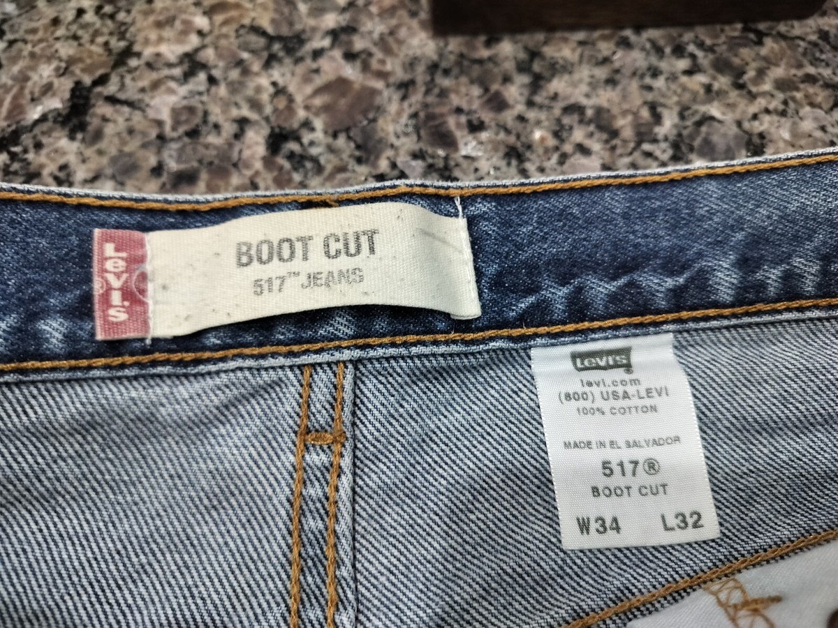 VGT Levis 517 Mens Boot Cut Jeans Blue 34x32 Medium Wash Dadcore 