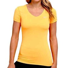 Nike Pro S/S V-Neck Top- Atomic Mango/Base Grey