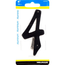  NEW 4" HILLMAN Black Nail On Aluminum House Mailbox Number 4 FAST Free Ship