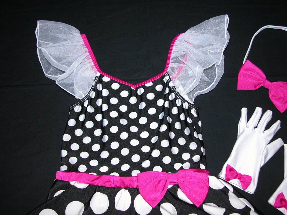 Polka Dot Costume Dress Minnie Mouse Girl's M 8-9 Halloween Dance Medium - Image 4 of 4