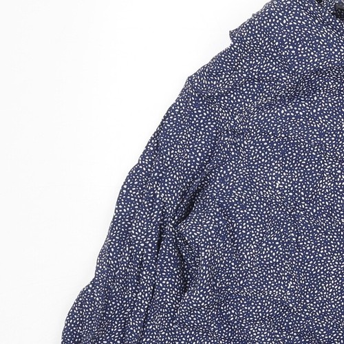 H&M Womens Blue Geometric Viscose Basic Blouse Size 8 Boat Neck - Picture 7 of 10