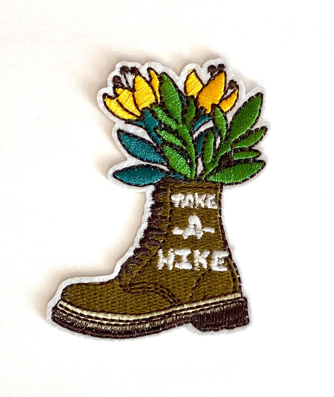 Embroidered Patch - Hiking Boot - Camping - Travel - NEW Iron-on/Sew-on