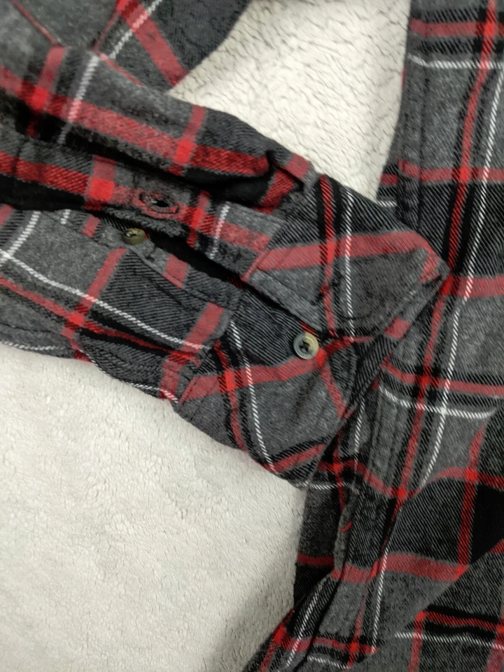 Camisa Gioberti Para Hombres M Gris Rojo Negro Franela Tartán Cuadros Capucha Cuello Algodón Foto 2 de 4