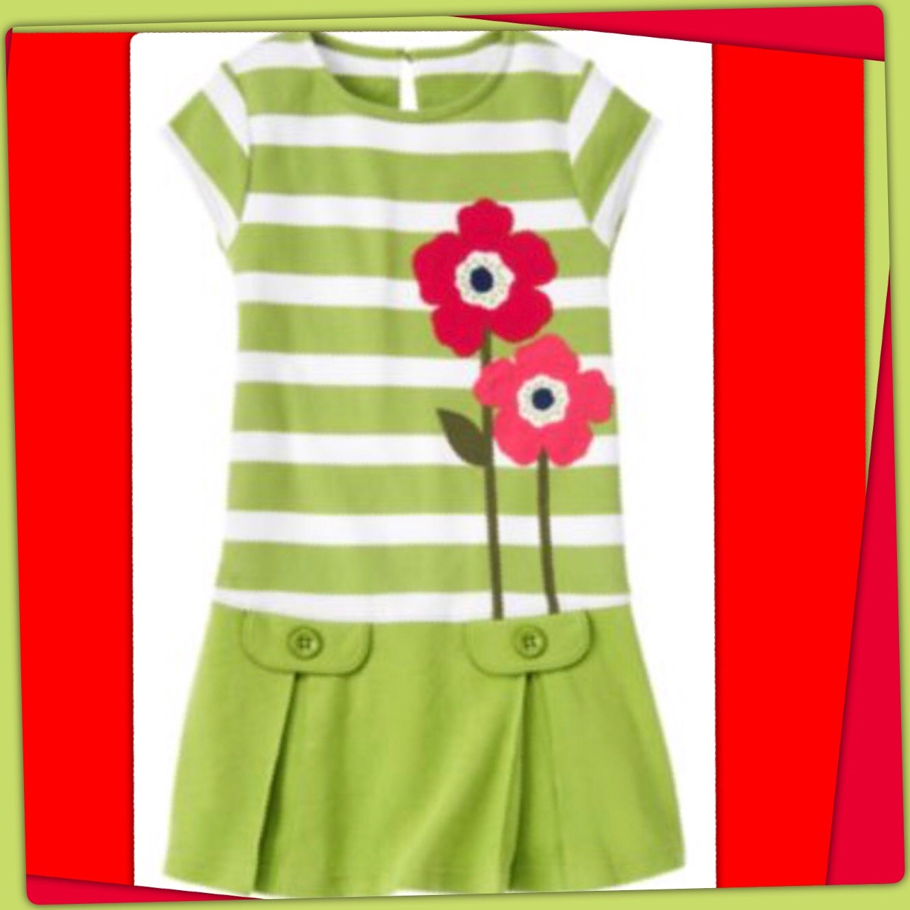 NWT Girls 3 Gymboree “BLOOMING NAUTICAL” Cotton Green stripe DRESS ...