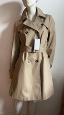ZARA TRENCH COAT trench coat CINTURA L al ginocchio NUOVO vita esposta beige