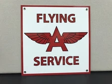 Flying A aviation gasoline racing vintage oil advertising sign