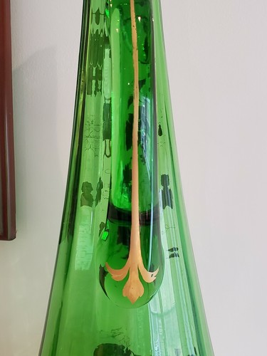 VINTAGE CZECH BOHEMIAN MOSER GREEN GLASS DECANTER W/ GOLD GILT 21 1/2 INCHES - Picture 10 of 12