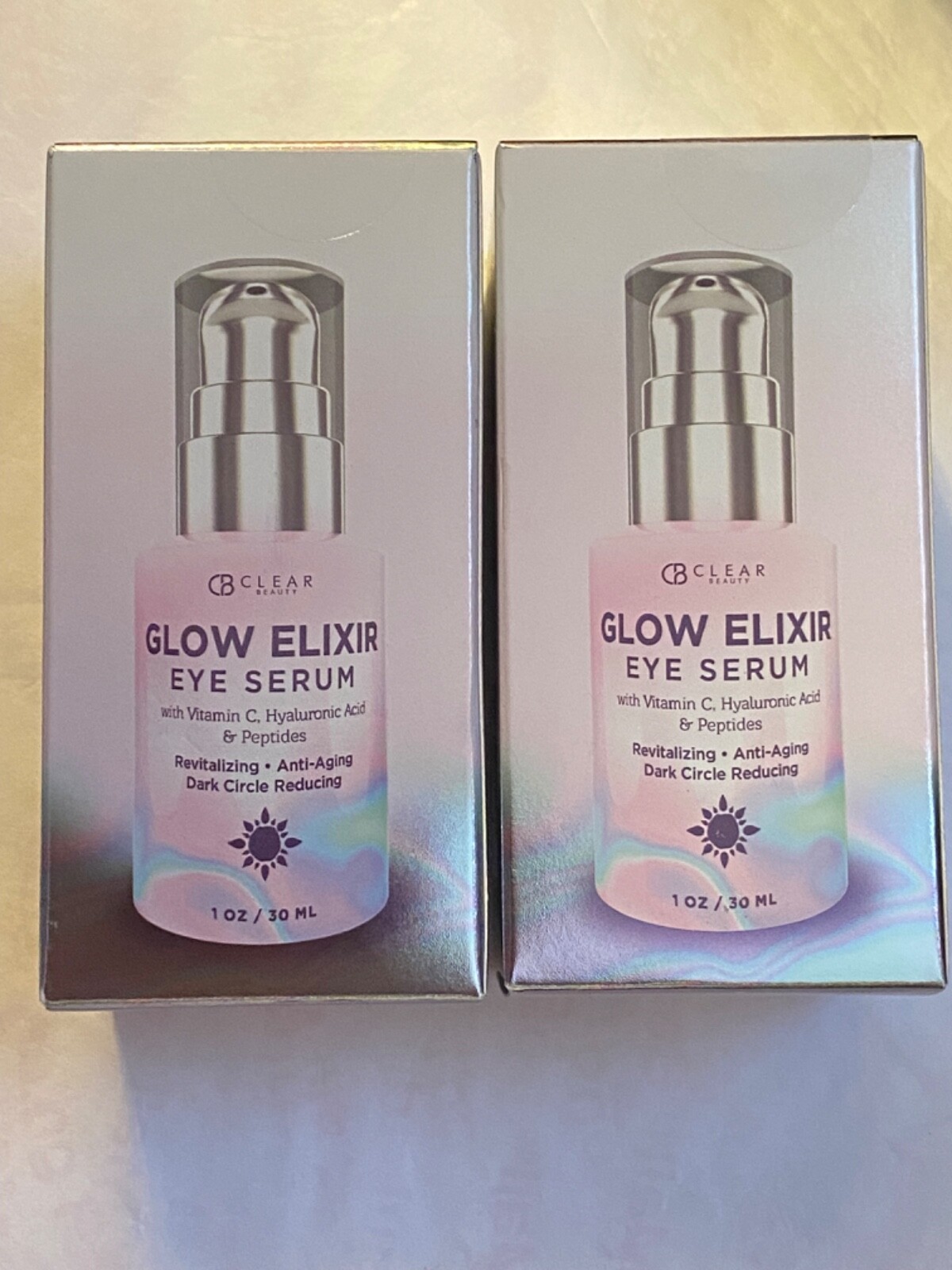 Lot 2x CB CLAIR BEAUTY GLOW ELIXIR ANTIAGING EYE SERUM DARK CIRCLE