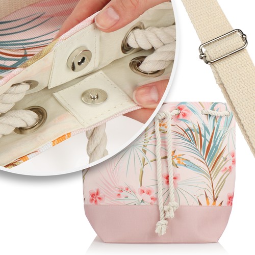 Große Strandtasche - Pooltasche für Strandutensilien - Damen-Shopper - Rosa - Bild 3 von 5