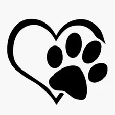 Vinyl Decal for Window  - Heart with Paw Print (May Personalize w/ Name)