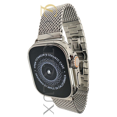 Apple Watch Ultra 2 Custom Polished 49mm Mesh Stainless Steel Push Button Band
