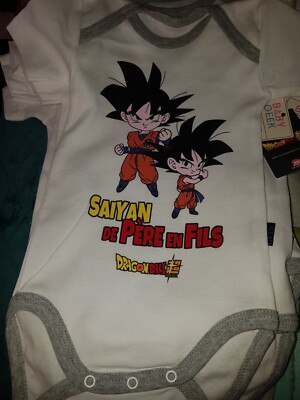Body Bébé Dragon Ball Super - Goku Et Goten, Taille 6 Mois, 100% Coton, Neuf Avec Étiquettes