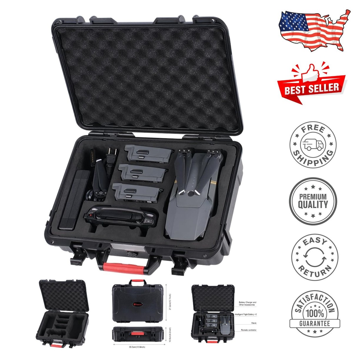 ビデオカメラ Dji mavic pro+protect Case Waterproof Carrying Case for DJI Mavic Pro - Custom Fit