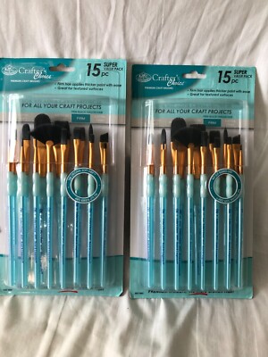 Two Taklon Brush Sets - Royal & Langnickel Crafter's Choice  - 15 pieces each