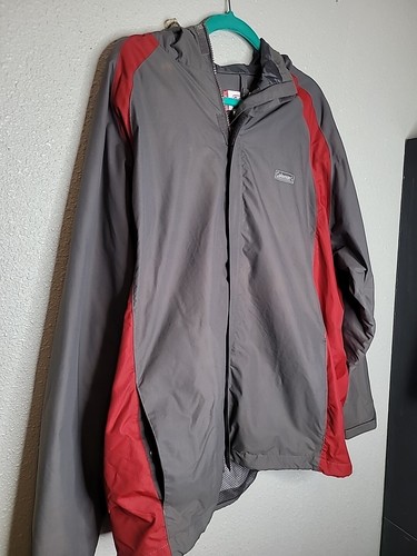 Coleman Lightweight Full Zip Hooded Jacket Size X Large Gray/Red - Picture 3 of 9